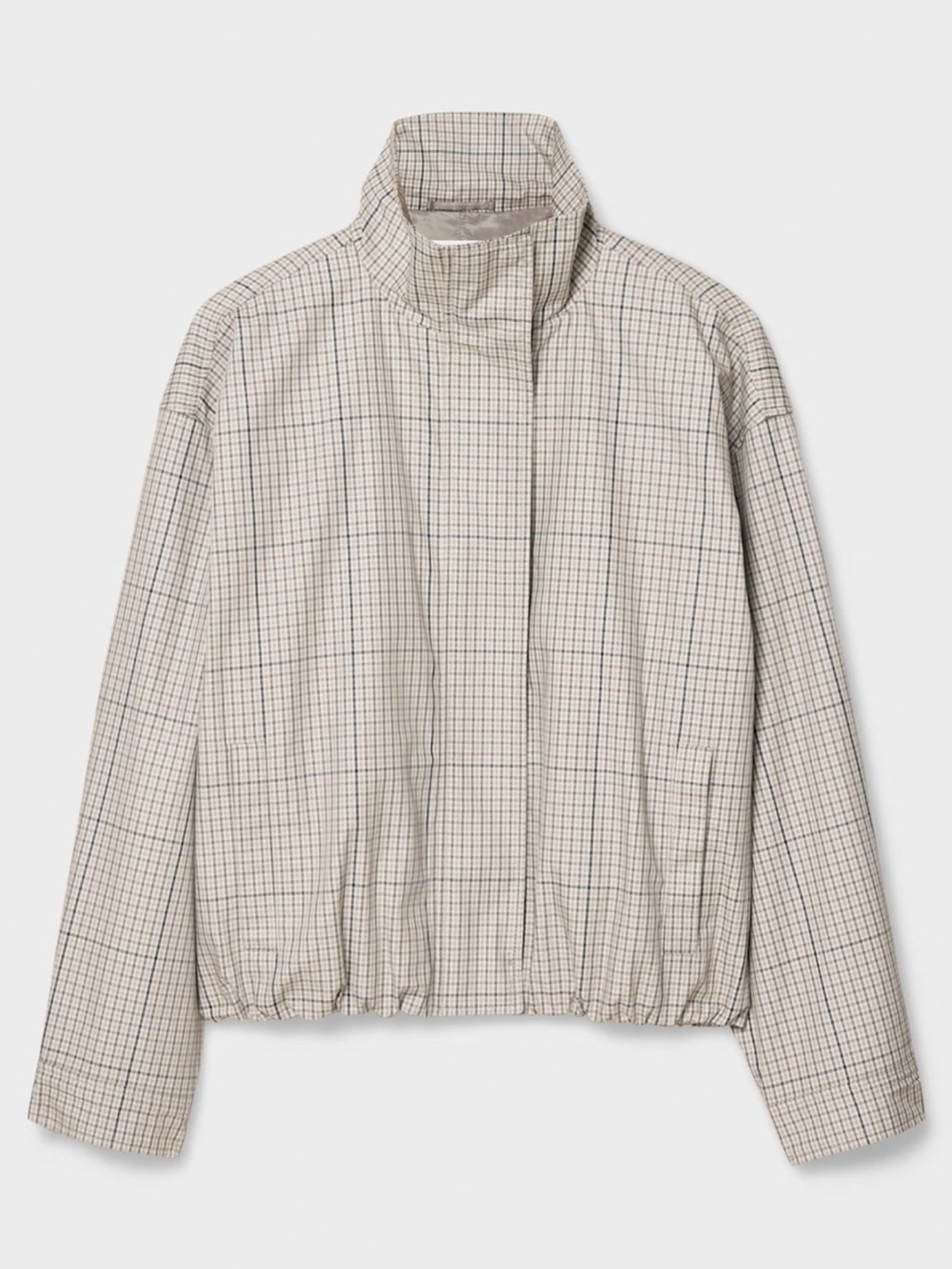 NWT Aritzia Geneva Jacket City Twill Beige Plaid Lightweight Bomber Jacket